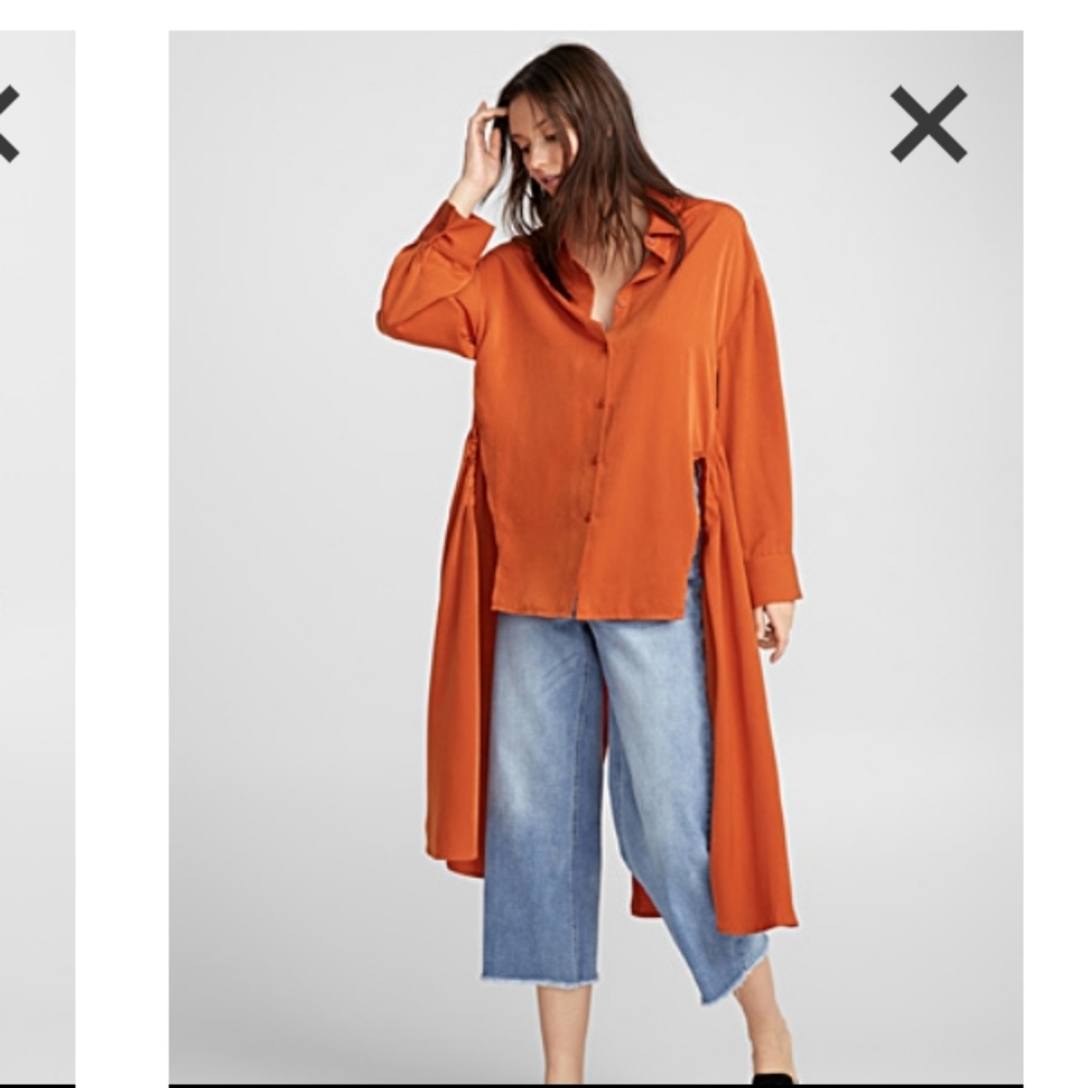 Ultra asymmetrical shirt.  Orange